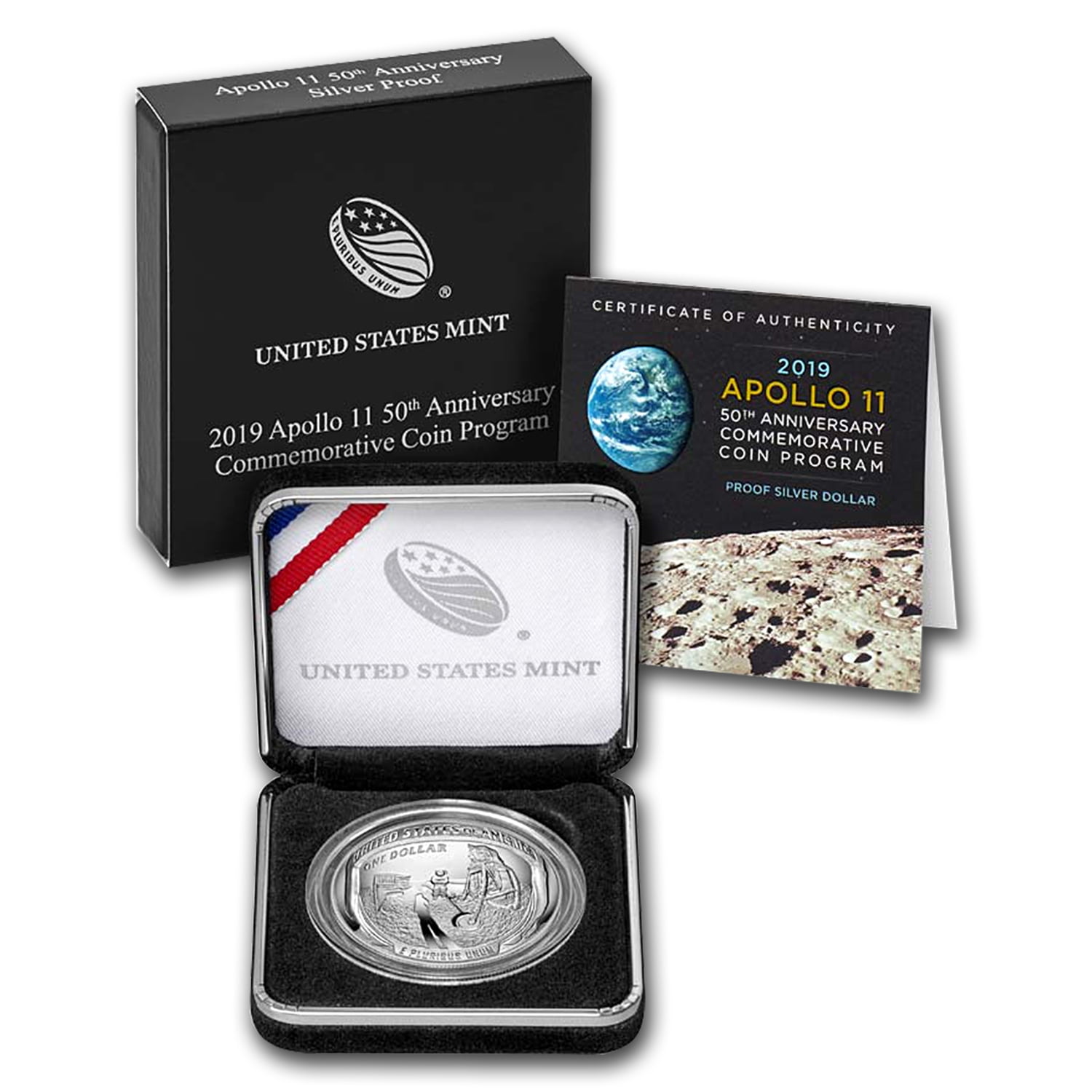 2019-P Apollo 11 50th Anniversary $1 Silver Proof (Box & COA