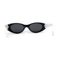 thumbnail image 2 of Womens Mod Concave Plastic Frame Oval Cat Eye Sunglasses Black White, 2 of 4