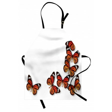 

Butterflies Apron Monarch Butterfly Figures Flying Frame Insect Exotic Weather Unisex Kitchen Bib Apron with Adjustable Neck for Cooking Baking Gardening Dark Brown Marigold Orange by Ambesonne