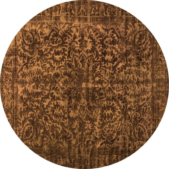 Ahgly Company Indoor Round Abstract Orange Contemporary Area Rugs, 4' Round
