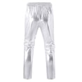 thumbnail image 3 of Mens Metallic Shiny Pants Disco Party Dance Leg Trousers Drawstring Nightclub Pant, 3 of 5