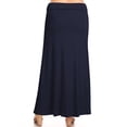 thumbnail image 3 of Women's Plus Size Foldable Waist Solid Maxi Skirt, 3 of 5