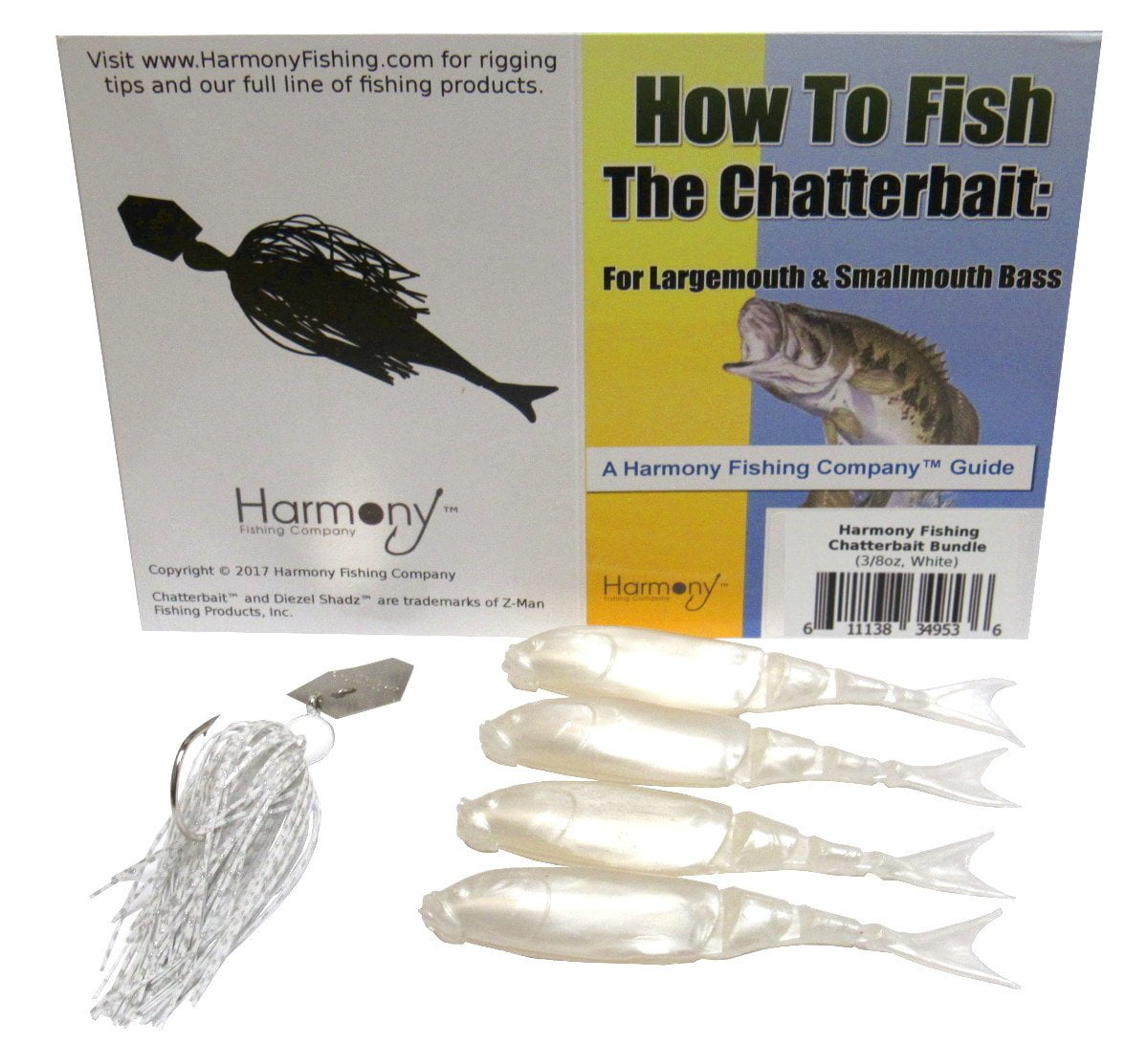 Chatterbait Kit - Z-Man 3/8oz Chatterbait + Z-Man Razor ShadZ + How to Fish  the Chatterbait Guide 