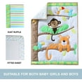 thumbnail image 2 of Sweet Baba Crib Bedding Set for Boy, Girl, Soft Cotton Baby Bedding Set, Portable Standard Crib Bedding Set, Safari Woodland Tiger Monkey Crib Bedding Set, 3 Piece Neutral Crib Set in White/Green, 2 of 9