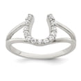 thumbnail image 1 of 925 Sterling Silver Cubic Zirconia Cz Horseshoe Ring Good Luck, 1 of 7