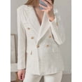 thumbnail image 2 of KelaJuan Women Long Sleeve Blazers Double Breasted Tweed Business Dress Jacket Professional Cardigan for Office Workwear, 2 of 6