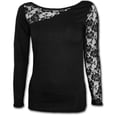 thumbnail image 1 of Spiral Direct GOTHIC ELEGANCE Viscose Lace One Shoulder Top BlackGothic, 1 of 3