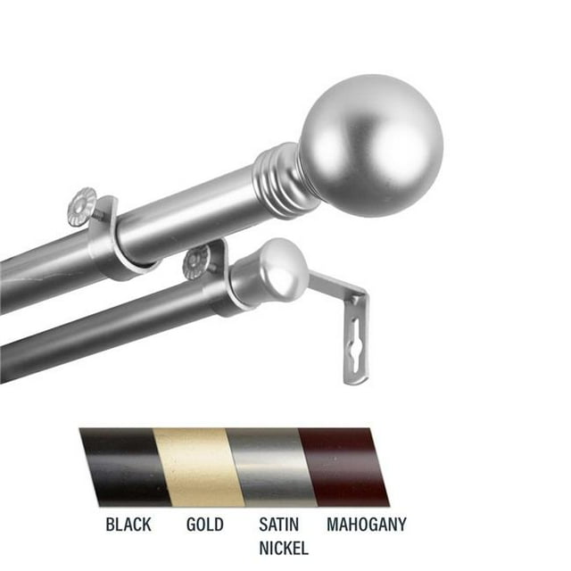 Central Design 100-01-1605-D Globus Tringle à Rideau Double 1 Po, 160-240 Po - Nickel Satiné