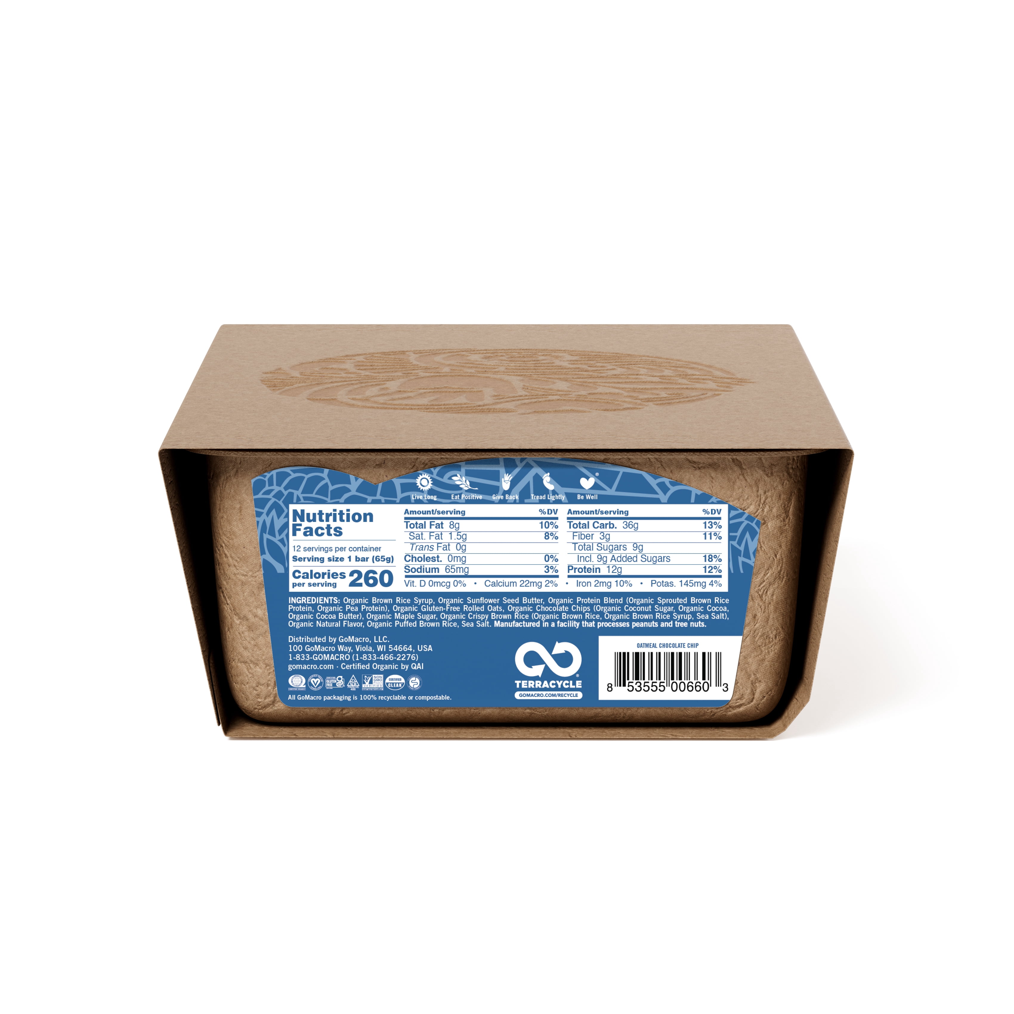 GoMacro  Oatmeal Chocolate Chip  MacroBar 12ct Tray