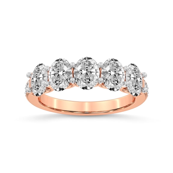 IGI Certified Oval Shape Lab Grown Diamond Anniversary Band Ring For Women | 5 Stone 3 CT TW 14K Rose Gold | FG-VS Quality Eliana Friendly Diamonds Band Ring