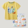 thumbnail image 2 of newwalpole Toddler Boy Clothes Kids Summer Cotton Outfits Shirt Short Sets Size 2-7 Light Yellow for Size 4-5 Years, 2 of 7