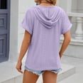 thumbnail image 4 of Ruyang Women's Casual Summer Hoodies Short Sleeve Drawstring Hoodies Tops Button Front V Neck Pullover T-Shirts Tops, 4 of 5