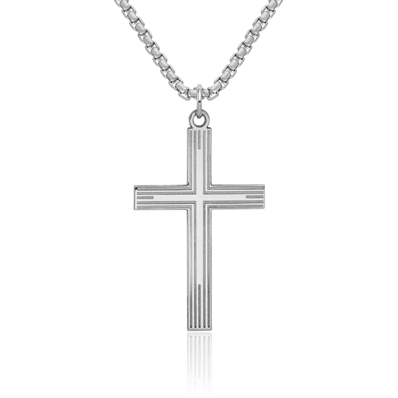 14K Solid White Gold Latin Mexican Holy Cross Necklace Religious Chain Pendant Jesus Christ Charm