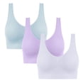 thumbnail image 2 of VBVC Women's 3 Pack Seamless Yoga Bra,Pull Up Bralette For Women,Ladies Traceless Sport Lingerie,Light Blue,Size L, 2 of 9