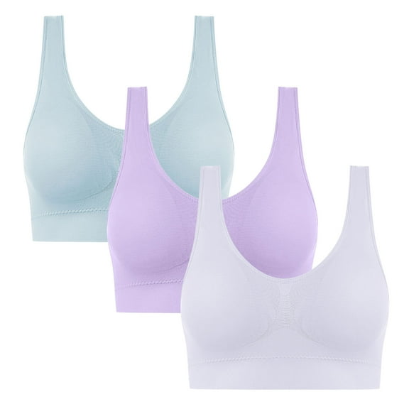 3PCS Ladies Traceless Comfortable No Steel Ring Breathable Gathering Bra Woman Underwear