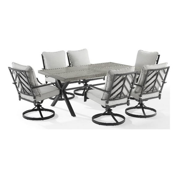 Afuera Living 7-Piece Metal Outdoor Swivel Dining Set in Gray/Black
