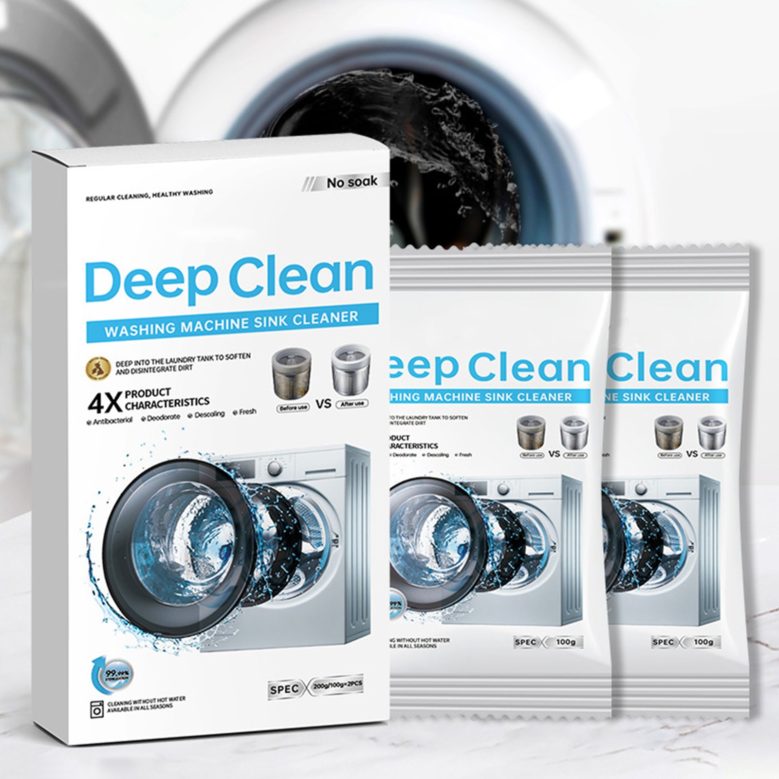Hiroekza Cleaning Supplies, Cleaning Products, Washing Sink Cleaner With Strong Sanitization And Descaling Capabilities Household Fully Automatic Drum Washing Cleaner, Household Essentials