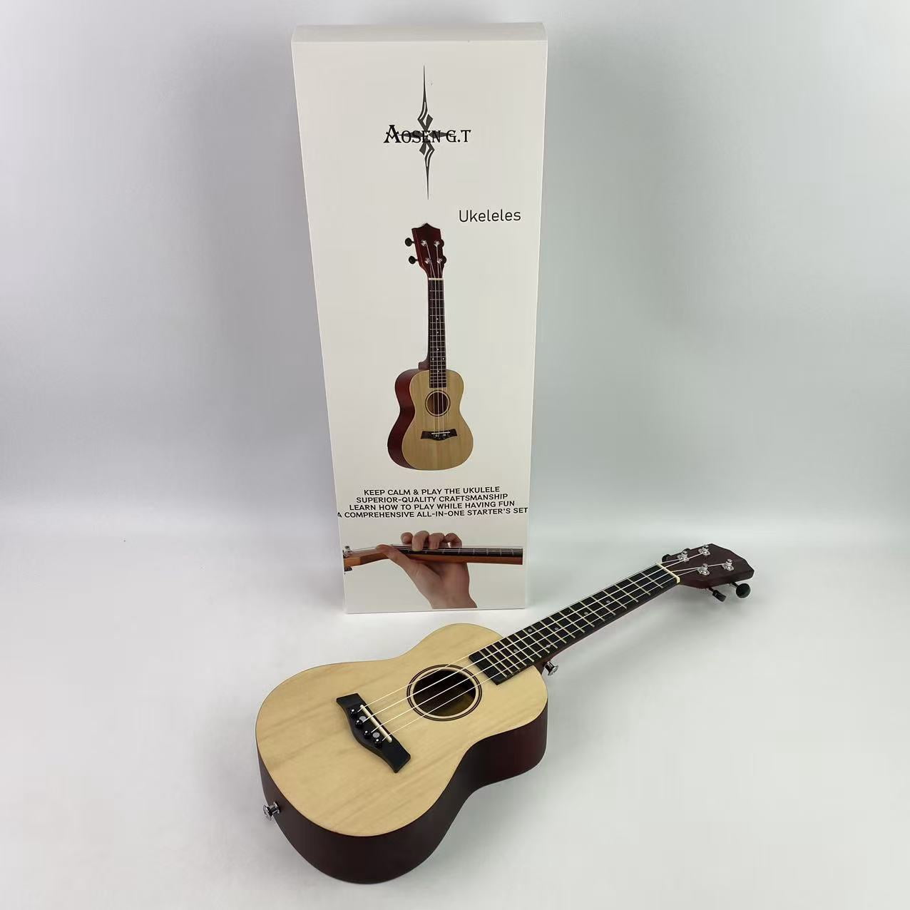 AOSEN G.T Ukeleles - 21 Inch w/String Mahogany Soprano Ukulele