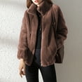 thumbnail image 2 of IROINNID Shearling Jacket for Women Plush Thick Winter Standing Collar Warm Jacket Zipper Casual Soft Coat with Pocket,Brown, 2 of 6