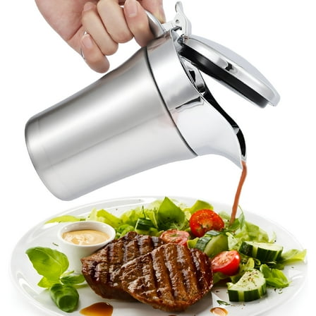 ACDANC Stainless-Steel Double Insulated Gravy Boat - Sauce Jug with Hinged Lid,Ideal for Gravy or Cream at Thanksgiving,Dishwasher Safe - 26 oz/750 ML