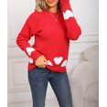 thumbnail image 2 of CORIRESHA Women's Casual Knit Sweater Pullover Heart Pattern Round Neck Long Sleeve Soft Cozy Top, 2 of 3