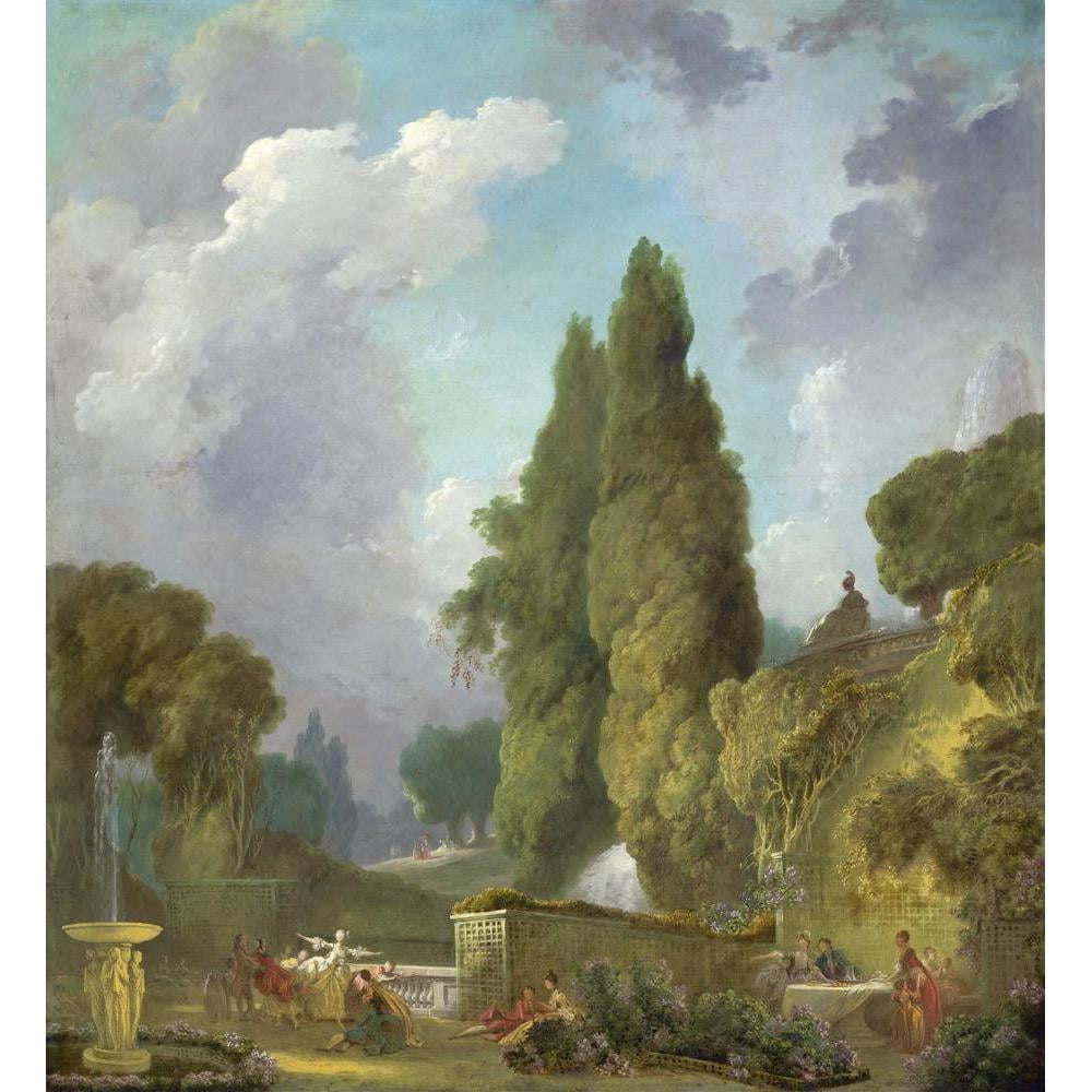 Jean-Honoré Fragonard 12x13 Black Modern Framed Museum Art Print Titled - Blindman's Buff (C. 1775-1780)