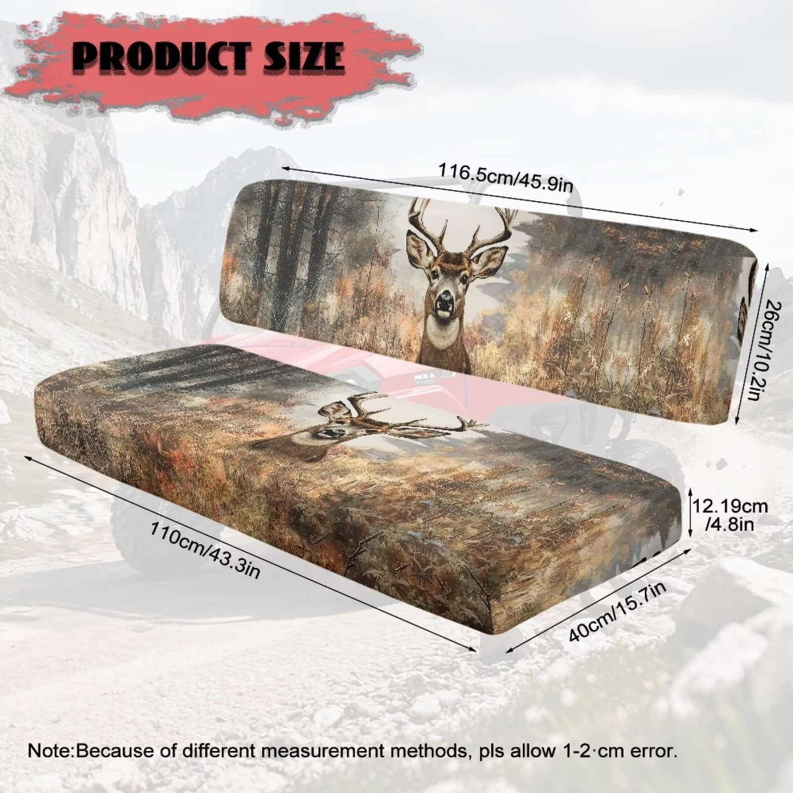 Uorisanigo UTV Seat Cover Anti-Slip Mule Seat Cover Fit for Kawasaki Mule 3010 Deer Hunting Camouflage Front Bench Covers Protector for All Seasons UTV Pioneer Seats Accessories