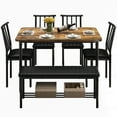 thumbnail image 7 of UHOMEPRO 6 Piece Dining Table Set for 4-6, Space Saving Kitchen Table Set with Bench and Storage Racks, PU Chairs, Metal Frame Dining Room Set for Apartment, Breakfast Nook - Brown and Black, 7 of 7