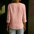 thumbnail image 4 of Uootdi Women's Tops 3/4 Sleeve Crew Neck Peplum Blouses Bohemian Casual Style Linen Blend Lightweight Breathable Relaxed Fit Shirts Gift, 4 of 6