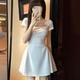 thumbnail image 6 of Size S-5XL Women Dress Summer Short Sleeve Square Collar Slim Dress 2024 New Fashion Backless A-Line Dresses Club Wear Oversize, 6 of 7