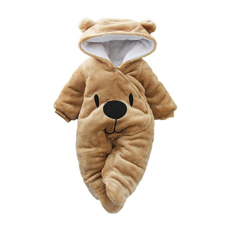 

Honeeladyy Clearance under 5$ Toddler Baby Boys Girls Winter Fall Color Plush Cute Bear Ears Winter Thick Jumpsuit Romper
