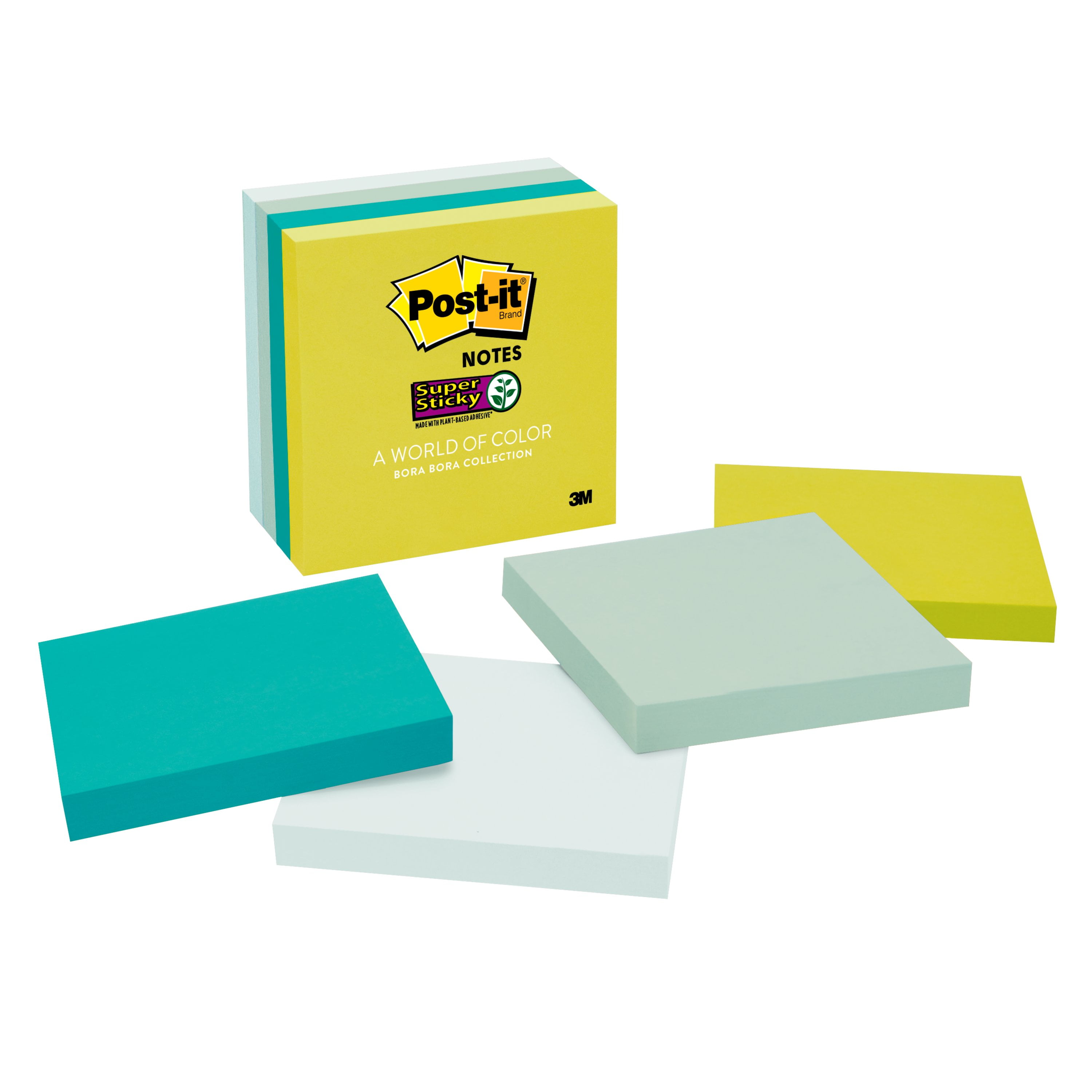 Post-it Super Sticky Notes, 3" x 3", Bora Bora Collection, 4 Pads - Walmart.com