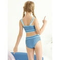 thumbnail image 5 of URMAGIC 7-14T Child Girls 2 Piece Bikini Set V Neck Solid Color Bathing Suit, 5 of 8
