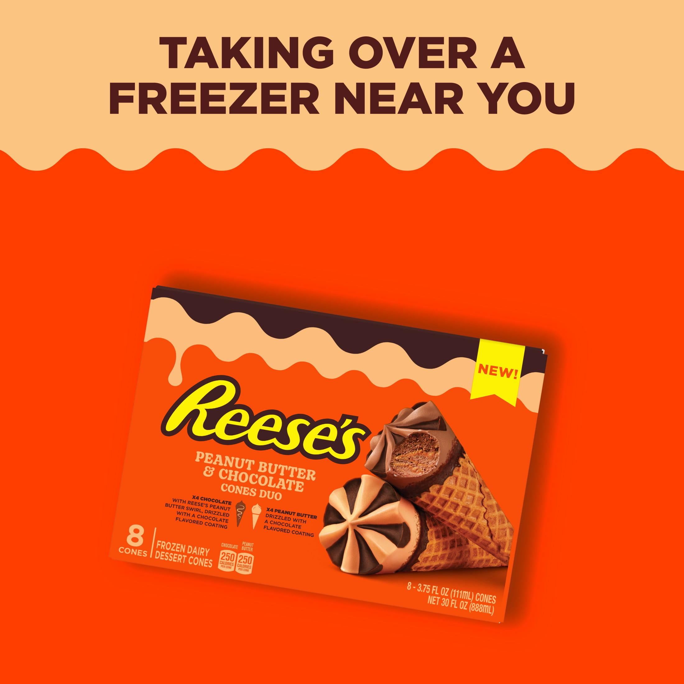 Reese's Crispy Peanut Butter and Chocolate Frozen Dairy Dessert Cones Nonfat Milk, 8 Count