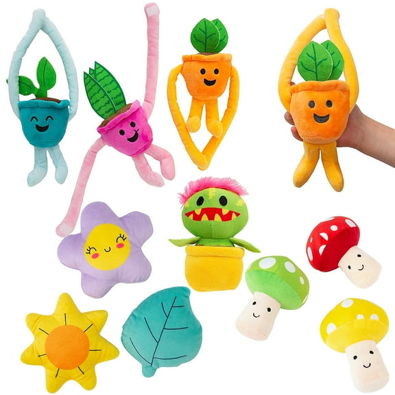 Fun Express Bulk 48 Pieces Stuffed Plant & Mushroom Characters Assortment