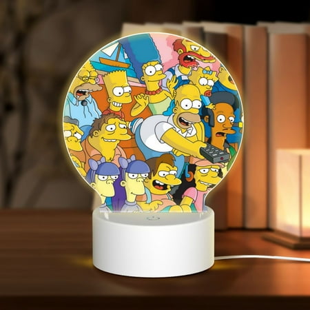 

The Simpsons Character Round Acrylic Night Light USB Cable LED Lamp Base with Touch Control Adjustable 3 Light Modes Nightlight Decorative