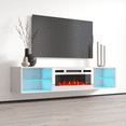 thumbnail image 2 of Lima WH-EF Floating Fireplace TV Stand for TVs up to 80", Modern Matte 72" Entertainment Center, Wall Mounted Electric Fireplace TV Media Console with Storage Cabinets, 2 of 6