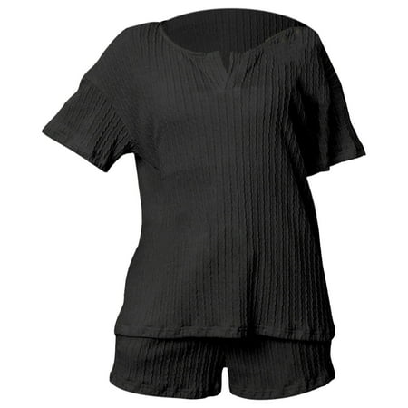 

Casual Comfort Loose Version V Neck Suit Two Piece Home Clothes Pajamas See Thru Night Gown Hooded Pajamas for Women