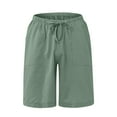 thumbnail image 4 of Kagetolytai Pants for Men Men's Fashion Casual Cotton Hemp Drawstring Solid Color Beach Shorts Pants Cargo Pants for Men Green 2XL, 4 of 5