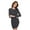 Charcoal, variant on Black Medium Size Women's Long Sleeves Mini Cocktail Bodycon Dress, Stretchy Ribbed Knit, Round Neck