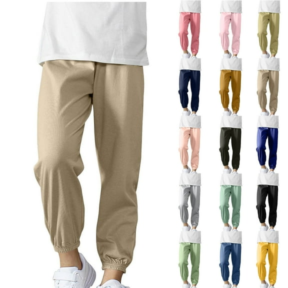 Sweatpants with Pockets, Fashionable Casual Solid Color Tapered Sweatpants for Middle And Large Boys And Girls, Size 5-15 Years