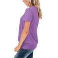 thumbnail image 4 of Scyoekwg Womens Tops Short Sleeve Casual Comfy Summer Loose Blouses Ladies Tops Solid Color Crewneck Pleated Tunic Tops (Purple,L), 4 of 7