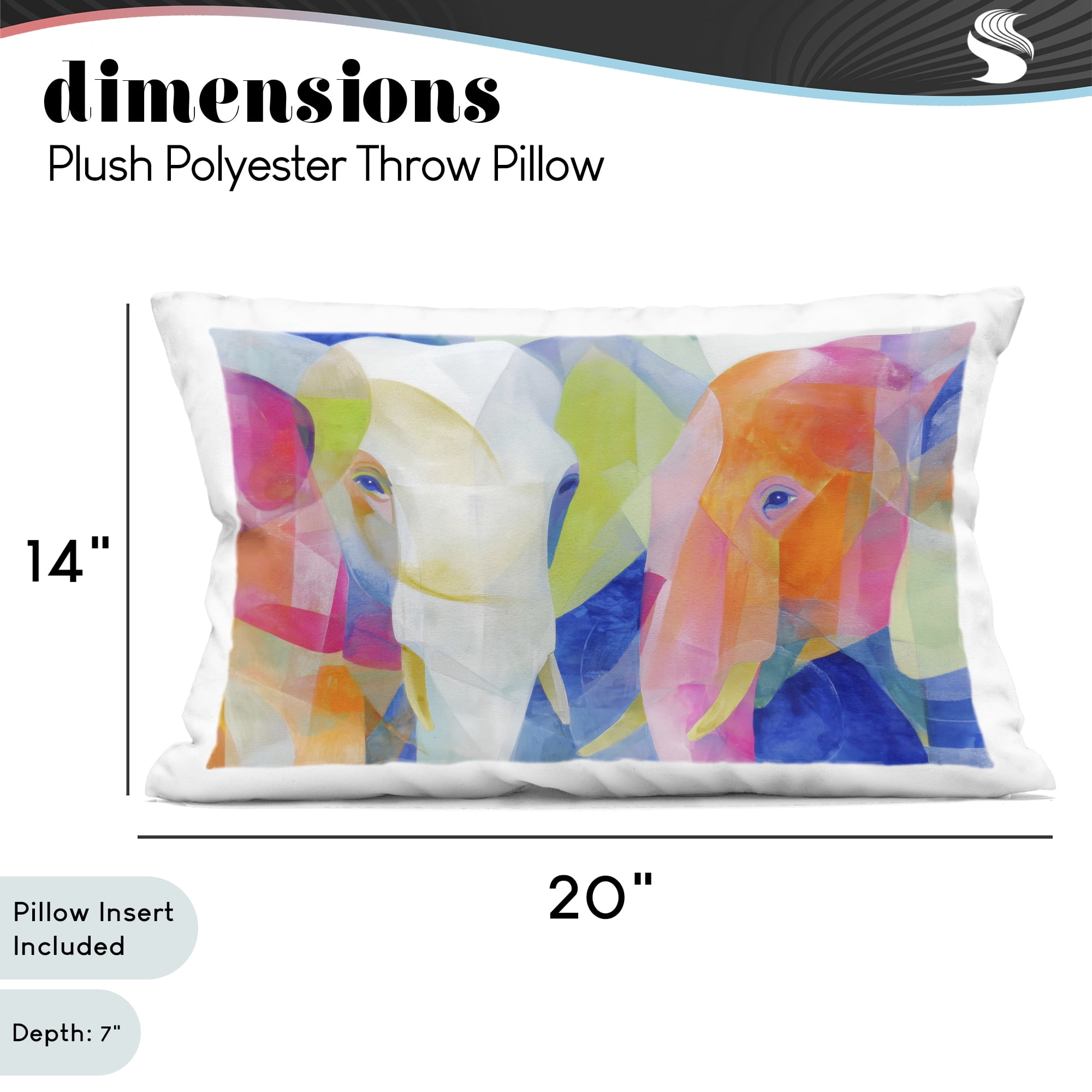 Stupell Industries Two Elephants Geometric Composition Decorative Printed Throw Pillow, design by Chromatic Storm Studio, 14 x 7 x 20