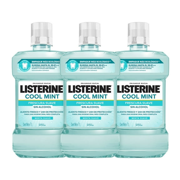 Listerine Enjuague Bucal Cool Mint Zero 1L 3 Pack