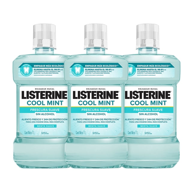 Listerine Enjuague Bucal Cool Mint Zero 1L 3 Pack