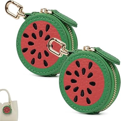 Fruit Coin Purse Bag Charm 2-Pack Mini Coin Purse Keychain Bag Charms for Handbag Wallet Airtag Charm Gifts Girl