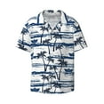 thumbnail image 4 of Uemuo Palm Tree Pattern Cotton Linen Short Sleeve Shirts,Casual Lightweight Button Down Shirts,Vacation Beach Summer Tops-Medium, 4 of 7