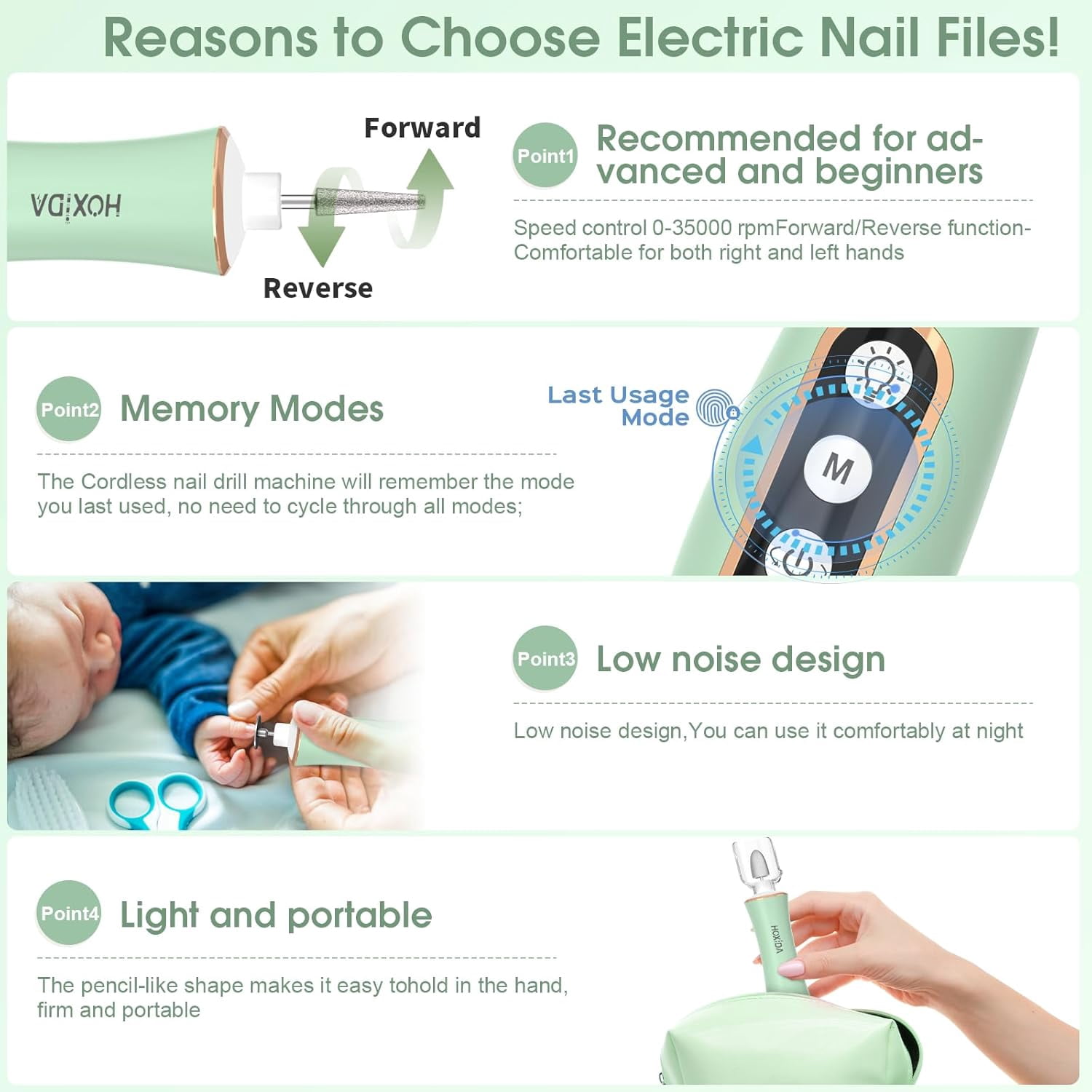 Banral Cordless Nail Drill Kit with LED Light, 10-Speed Manicure & Pedicure Set for Thick Toenails & Cuticle Care, Includes Case