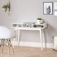 thumbnail image 1 of CorLiving Acerra Engineered Wood Adult Entryway Desk with Abstract-Pattern Center Drawer, Cubbies and Wood Legs, White/Black, 1 of 12