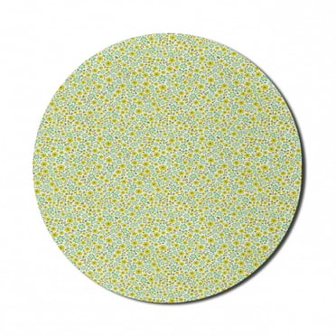 Floral Mouse Pad for Computers, Flourishing Nature Illustration with Stalks Petal and Foliage Leaves Colorful Doodle, Round Non-Slip Thick Rubber Modern Mousepad, 8" Round, Multicolor, by Ambesonne